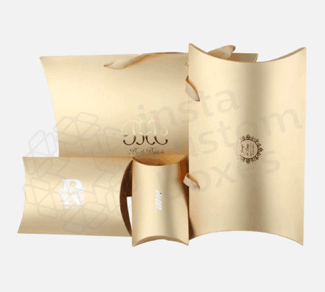 Gold Pillow Boxes With Logo