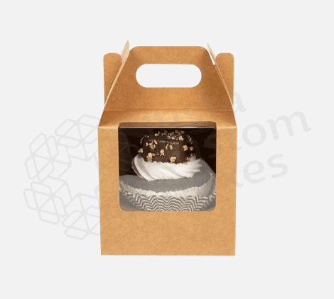 Custom Kraft Cupcake PVC Window Boxes